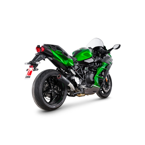 Scorpion Exhaust Kawasaki Ninja H2 SX 2022 - 2024 Red Power Slip-on Black Ceramic Coated Sleeve